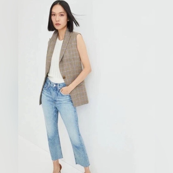 NWT VERONICA BEARD Keaton Plaid Denim Combo Dickey Jacket, Size S - Picture 5 of 16